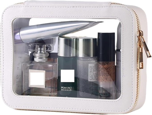 Small Clear Travel Makeup Bag Toiletry Bag Cosmetic Bag with Zipper for Women,Waterproof Transparent Makeup Organizer Case Travel Pouch Bag for Toiletries and Car Organizer