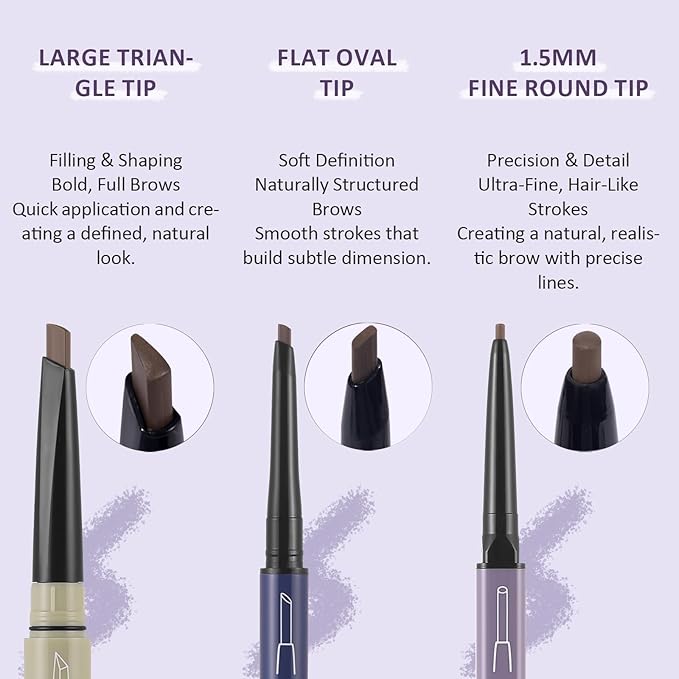 UCANBE Eyebrow Pen - Eyebrow Pencil 3-in-1 Eye Brow Pencils for Women & brow glue,waterproof eyebrow pencil, brow gel,Long-Lasting Dual-Sided Brow Pencil with 3 Types Tips,01Brown