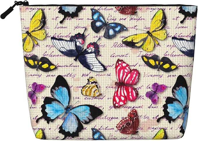 MOLAIGIN Butterfly Beautiful Vintage Butterflies Cosmetic Bag For Women, Travel Makeup Bag, Toiletry Zipper Bag, Large Capacity Aesthetic Cases