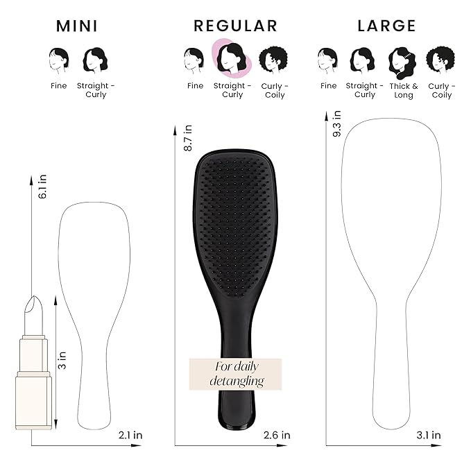 Tangle Teezer Ultimate Detangler Brush for Wet & Dry Hair, Eliminates Knots & Reduces Breakage for All Hair Types, Liquorice Black