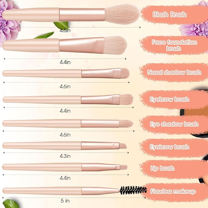 Tioncy 12 Sets Travel Makeup Brush Set Bulk Brushes Bag Bridesmaid Gift Synthetic Fibre Face Make up Brushes Angled Blush Brush for Wedding Bridal Shower Favors Bachelorette Party Gift(Ivory Beige)