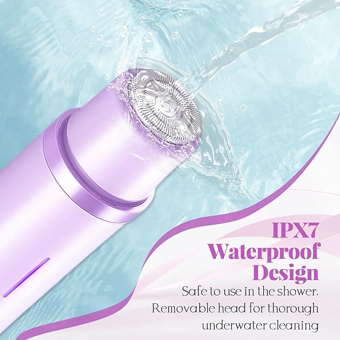 2025 New 2-in-1 Bikini Trimmer for Women, Dermave Bikini Shaver, Hypoallergenic, Wet & Dry IPX7 Waterproof, Cordless Pubic Hair Removal for Bikini, Leg, Arm, Body (Purple)