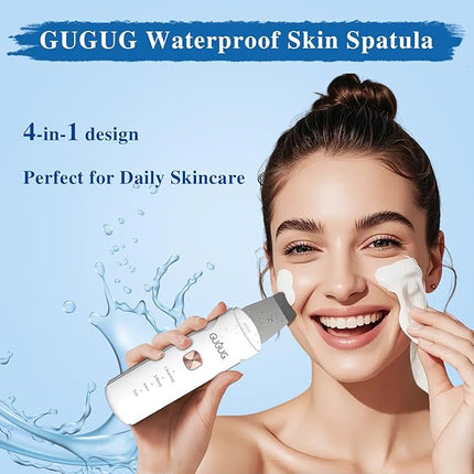 GUGUG Skin Scrubber 4-in-1 Waterproof Facial Spatula for Deep Cleansing, Blackhead Removal Tools, Pore Cleaner for Face