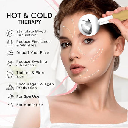 Ice Globes for Facials | Unbreakable Steel Cooling Roller | Cryo Sticks for Face | Massager for Face Neck & Eyes | Skin Care for Dark Circles, Puffiness, Wrinkles, Collagen Production (Gold)