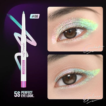 CHARMACY Chameleon Eyeliner Gel Pen, Color Changing Eyeliner, Long-Lasting, Waterproof & Smudge-Proof Formula, Metallic & Shimmer Shades for Creative Makeup, Easy Application (B02)