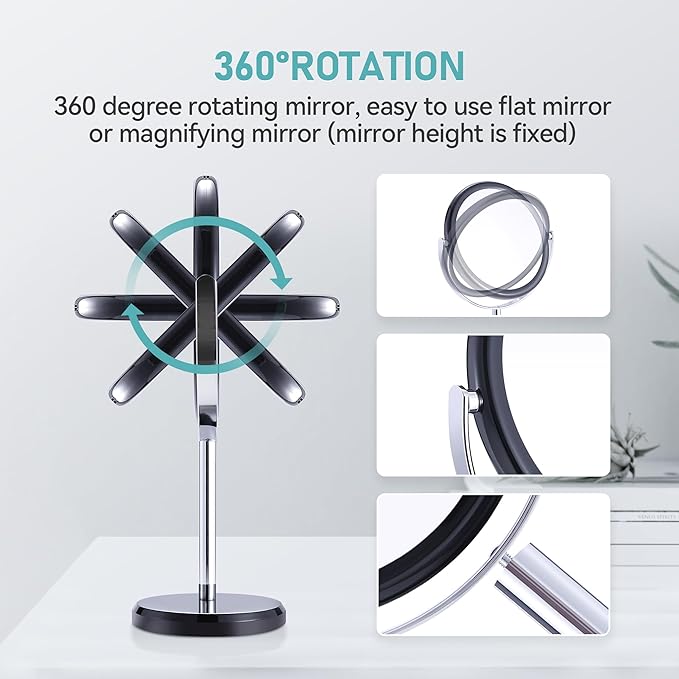 MIYADIVA 20X Magnifying Mirror - Double Sided 1X & 20X Makeup Mirror with 360 Rotation Stand