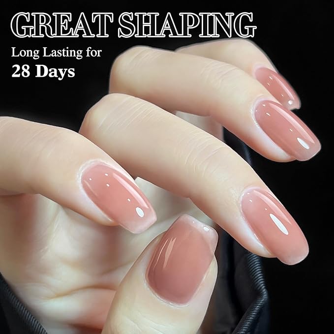 Double Rhythm Clear Gel Nail Polish 15ml Nail Strengthener in a Bottle Nail Extension Hard Gel Soak Off Long Lasting UV Gel (Skin Nude 8 in 1-5)