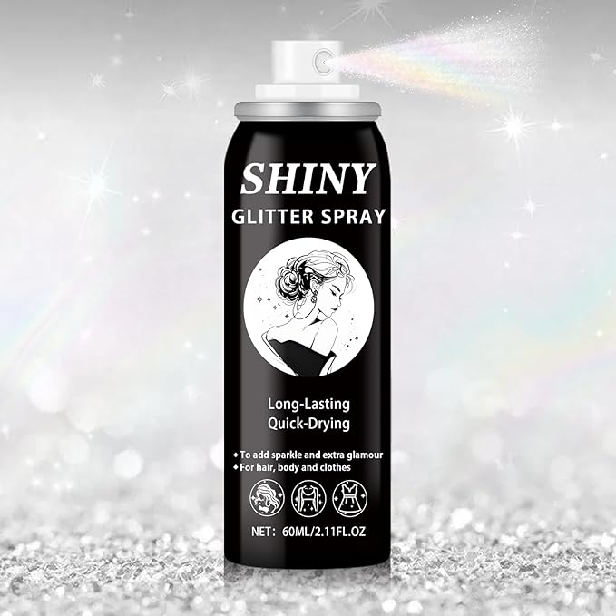 Glitter Spray for Hair and Body,Holographic Hair Glitter for Kids & Teenagers,Long-Lasting,Quick-Drying,Suitable for Festival Music Concert Party Rave Accessories (Rainy-Rainbow)
