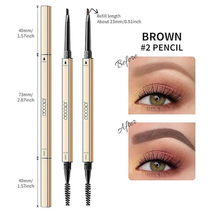 Docolor Makeup Micro Brow Pencil, Definer Eyebrow Pencils for Women Dual-Sided Ultra-Fine Microblading Eyebrow Pencil (Soft Brown and Black,2 Count)