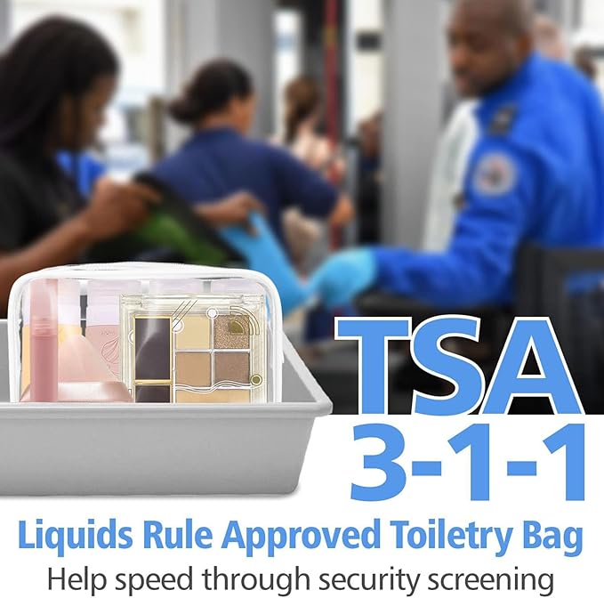 12 Pieces Clear Cosmetic Bag, PVC Waterproof Makeup Bags with Zipper, TSA Approved Toiletry Bag for Travel, Transparent Pouches Organizer Storage for Men and Women (White, Small)