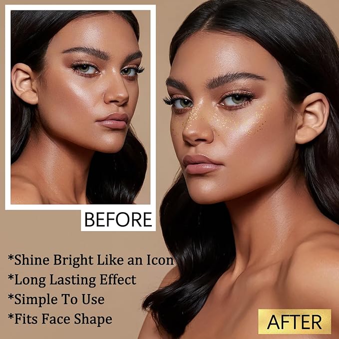 6PCS Glod Glitter Freckle Face Tattoo, Gold Freckles Temporary Face Tattoos, Gold Freckle Tattoo, Body Face Glitter for Women Girls, Waterproof Long-Lasting Party, Festival, Concert Makeup Accessories