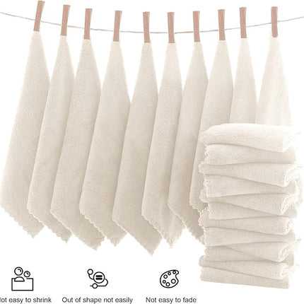 MOONQUEEN Ultra Soft Premium Washcloths Set - 12 x 12 inches - 24 Pack - Quick Drying - Highly Absorbent Coral Velvet Bathroom Wash Clothes - Use as Bath, Spa, Facial, Fingertip Towel (Cream)