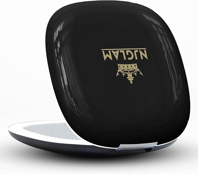 Compact LED Mirror, 3.9 inches 1X &10X Magnification, Auto ON/Off, USB Charging, 3 Light Setting & Dimmable, (Black)