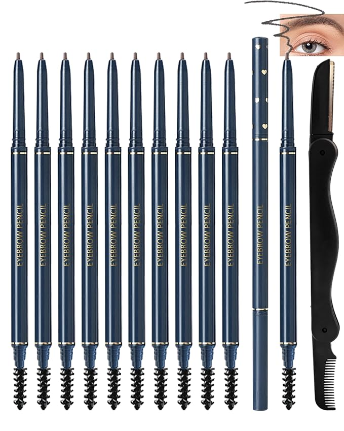 Eyebrow Pencil for Women,2Pcs Grey Ultra-Fine Eye Brow Pencil Set,Easy to Color,Longlasting Waterproof Eyebrow Tint Pen Kit for Define Shape and Fill Brow,Thanksgiving Eye Makeup Gift for Girl-04Gray