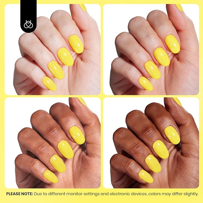 Beetles Yellow Gel Nail Polish - Sunrise Glow Bright Yellow Gel Polish, Hema Free Color Matching Bottles Glossy Finish for DIY Manicure Salon 0.5Oz