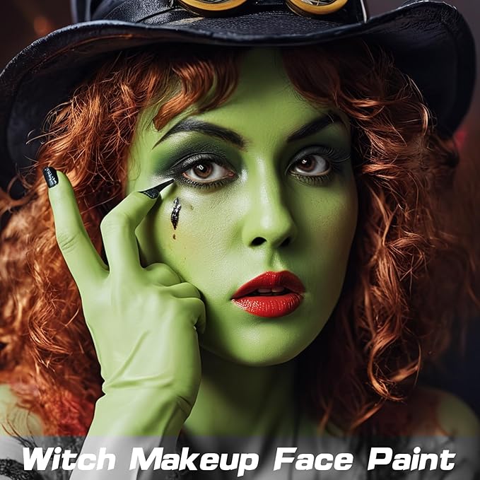 MEICOLY Light Green Face Body Paint(2.37Oz),Lime Light Green Face Paint for Camouflage Hunting Hulk Gamora,Halloween SFX Witch Makeup,St Patrick's Day Face Paint Makeup Accessories