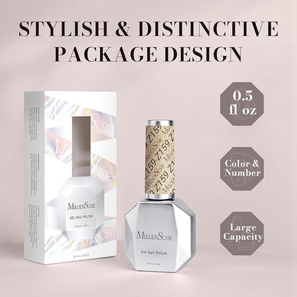 MelodySusie Sparkle Gold Gel Nail Polish,0.5fl oz Nails Soak Off UV LED Champagne Glitter Gel Polish Gift for Women Nail Art Manicure Salon DIY Nail Design Decoration at Home-z159-A2060