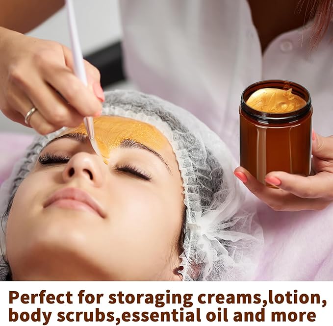 Tanlade 40 Pcs 8 oz Plastic Jars with Lids Round Cosmetic Containers Refillable Containers for Powder Liquid Food Storage Kitchen Cosmetic Lotion Ointments Creams Essential Oil(Amber)