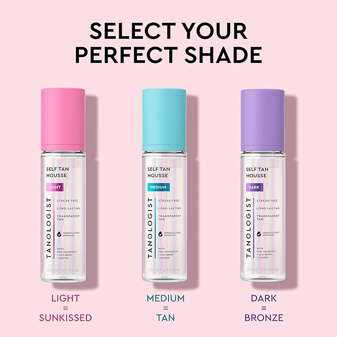 Tanologist Dark Self Tan Mousse, Clear Self-Tanning Mousse, Streak-Free, Natural Glow, No Fake Tan Smell Or Orange Tone, Long Lasting, Clean Ingredients, Vegan, 6.76 fl. oz/200 ml Bottle