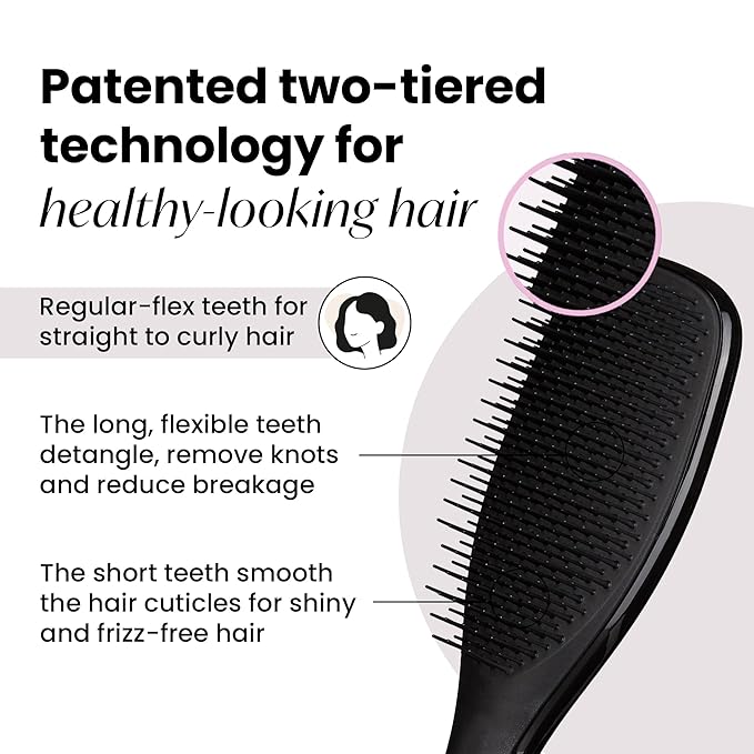 Tangle Teezer Ultimate Detangler Brush for Wet & Dry Hair, Eliminates Knots & Reduces Breakage for All Hair Types, Liquorice Black