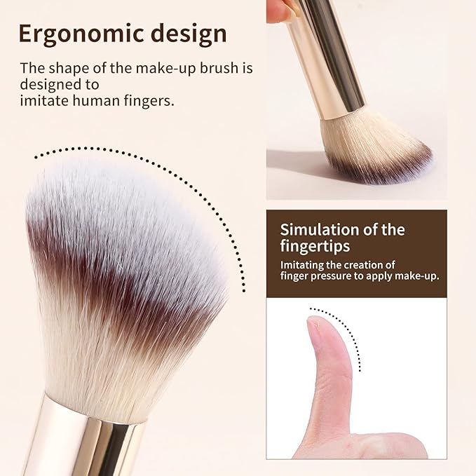 MAANGE 18 Pcs Makeup Brushes with Laser Bag, Premium Synthetic Makeup Brush Set Professional Makeup Tools Eyeshadow Eyebrow Foundation Blush Concealer Face Powder Blending Brushes Kit-Champange Gold