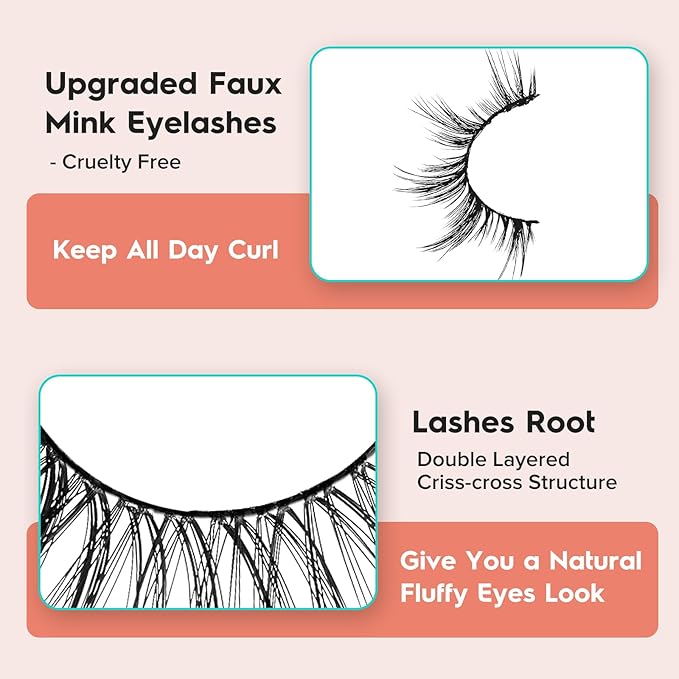 Manga Lashes Wispy 14mm False Eyelashes Natural Look Cat Eye Lashes Strips 0.1mm Thin Band Anime Eyelash 3D Volume Manhua Lash Pack C Curl Eyelashes 7 Pair Siligli