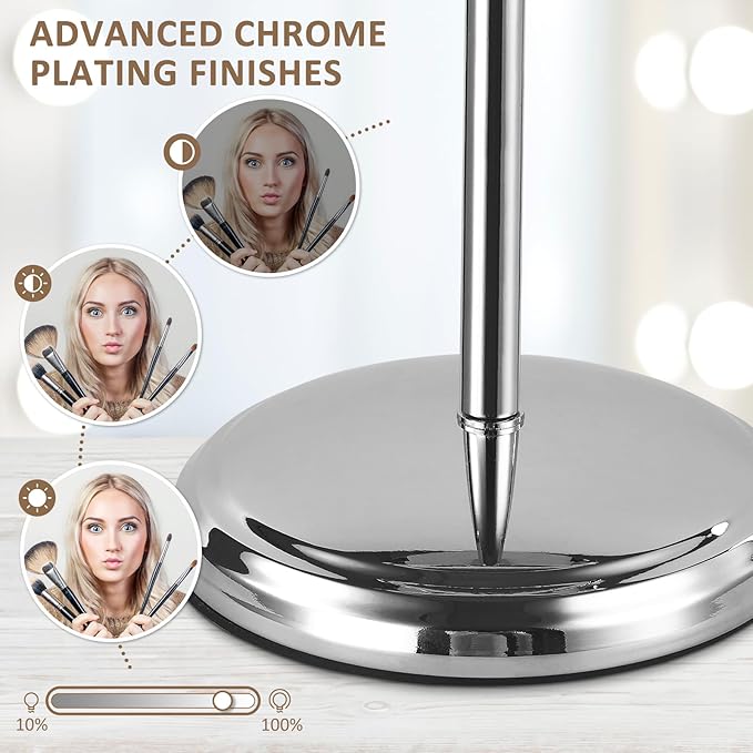 EAPUDUN Lighted Makeup Mirror 9" – 2-Sided Tabletop Vanity Mirror with 7X Magnification, 3 Color Lighting Modes, Rechargeable, 360° Rotation, 84 LED Lights