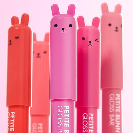 TONYMOLY Petit Bunny Lip Gloss for Women, Long Lasting Lip Crayon, Korean Gloss for Lips, Vitamin E Enriched, Soften & Moisturize Lips, Juicy Cherry