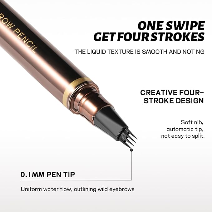 2 Pack Eyebrow Pen, Waterproof Microblading Eyebrow Pencil, 4 Tip Precise Eye Brow Makeup Pen for Women to Effortlessly Create Hair Like Natural Brows, Non Dry Out and Last All Day (Light Brown)