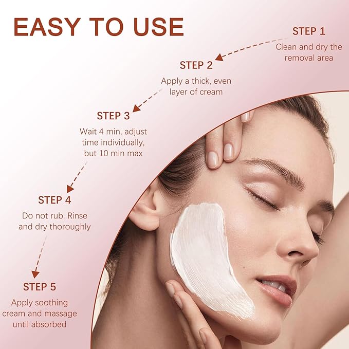 Facial Hair Removal Cream Kit for Women – Depilatory & Post Care Soothing Cream, 4 Min Painless & Flawless Face Hair Remover, Gentle Plant Formula for Sensitive Skin