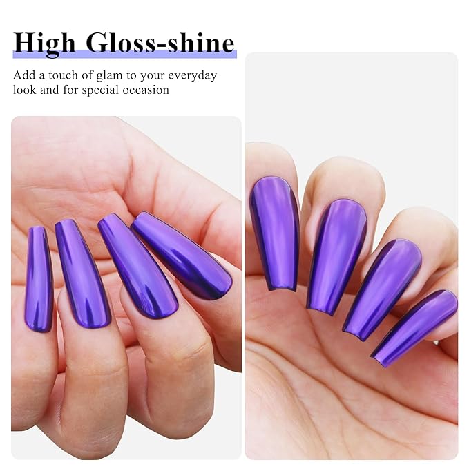 Imtiti Chrome Nail Powder with Black Gel Nail Polish Kit, 1g Dark Purple Aurora Meatllic Mirror Effect Powder and 10ML Black Gel Polish Shimmer Nail for UV Nails Art DIY Kit