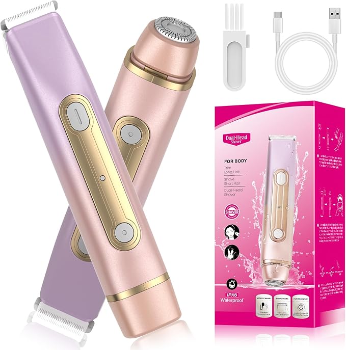 Dual-Head Women's Hair Trimmer – Safe Body, Bikini & Facial Hair Removal, Wet & Dry, USB Rechargeable, Travel-Friendly Personal Grooming