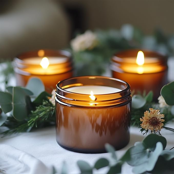 20 Pack 2 oz Small Amber Plastic Jars with Lids and Labels, Refillable Round Brown Mini Cosmetic Containers, Reusable Airtight Jars for Lotion Cream Body Butter Ointment Travel Storage