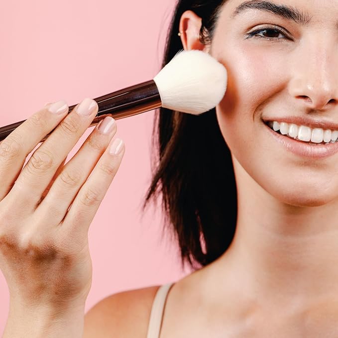 Luxury Dual Ended Makeup Brush Set, 6 Makeup Brushes, Professional & Travel Makeup Brush Set with White Leather Case, 2.5x More Vegan, Soft Bristles for Full Face Flawless Application.