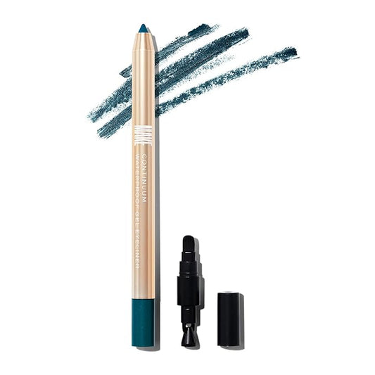 MAKE Beauty Continuum Waterproof Gel Eyeliner Pencil. Creamy, Pigmented Multi-Use, including Waterline with Built-in Sharpener and Blending Brush. Smudge-Proof Makeup. Shade - Galaxy, Teal