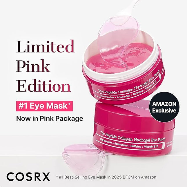 COSRX Limited Pink Edition Pink Peptides Collagen Hydrogel Eye Patch – Valentine’s Day Gifts for Girls and Women, Under Eye Mask for Puffy Eyes and Dark Circles, 60 Patches, Korean Skin Care