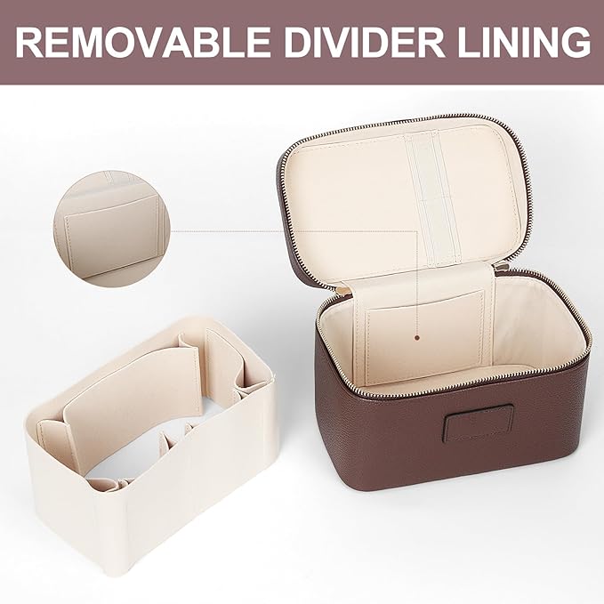 Makeup Bag Vanity Case for Women Leather Cosmetic Bag Travel Toiletry Bags Portable Makeup Organizer Case