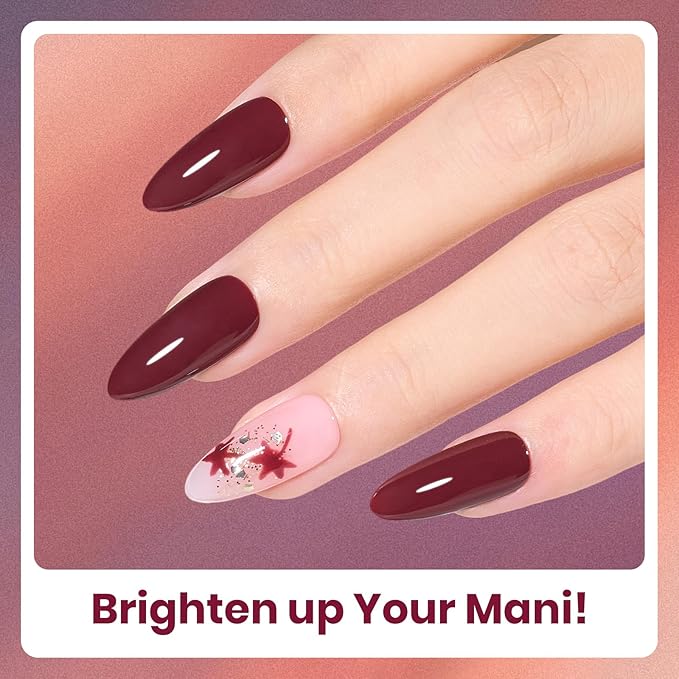 Beetles Gel Nail Polish Set – 6PCS Fall Winter Burgundy Purple Glitter Nude Plum Gold Gel Nail Polish Kit Soak Off UV LED Terra Dusk Colors DIY Home Salon Gift for Women