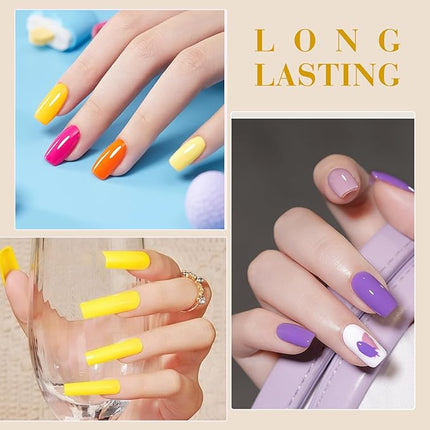 CANNI Gel Nail Polish Set – Bright Rainbow Summer 6 Colors 9ML (Red, Pink, Yellow, Blue, Orange,Purple), High Gloss Soak Off UV LED Nail Gel for Summer DIY Manicure