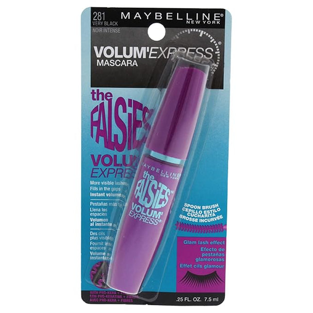 Maybelline Volum' Express The Falsies Washable Fiber Mascara, Volumizing and Separating Make Up Formula, Very Black, 1 Count