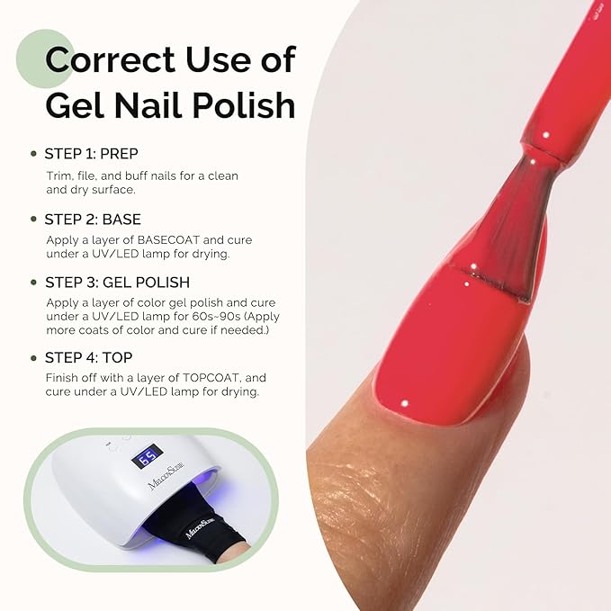 MelodySusie Hema Free Gel Nail Polish, 0.5 Fl Oz Thick Bright Coral Red Gel Polish, Non-Toxic, Long Lasting, Soak Off UV Nail Polish, Manicure Nail Design Salon DIY Nail Art at Home K1275