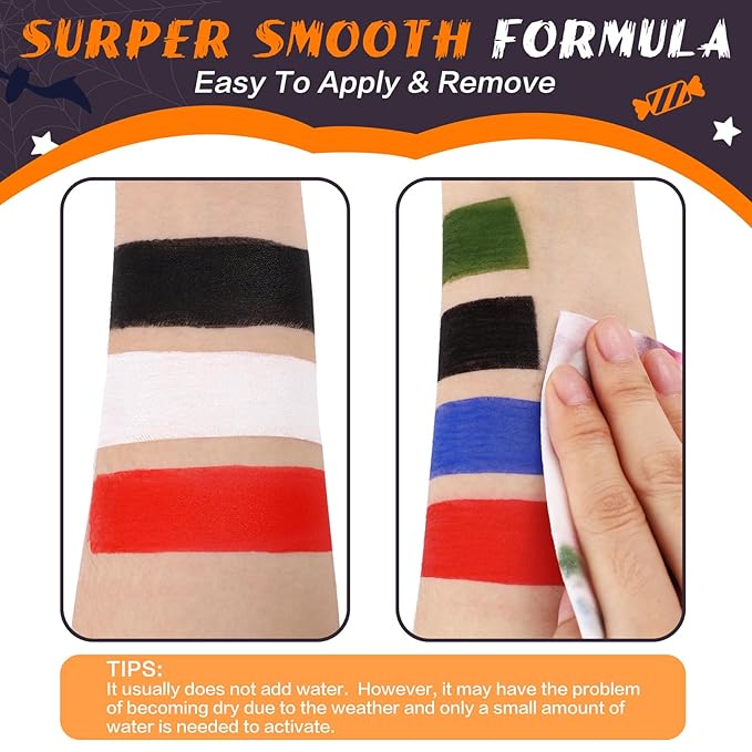 BOBISUKA Black & White Face Body Paint Stick Eye Black Sticks for Football Sports Water Based Face Painting Kit Quick Drying Foundation Makeup for Halloween Clown Skeleton Vampire Cosplay SFX Costume