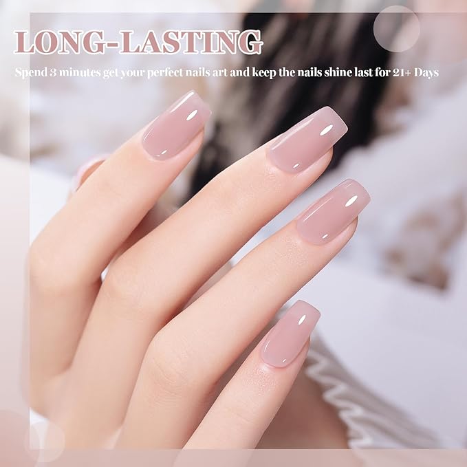 RARJSM Nude Misty Rose Pink Gel Nail Polish Neutral Skin Tone Sheer Jelly Gelpolish 1PC 15ml Single Bottle Creamy Transparent Natural Nudegel Polish Soak off Cured for Home Salon French Manicure