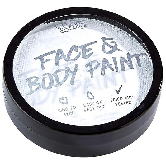 Face and Body Paint Cream - White, 18g Cake Tub - Pretend Costume and Dress Up Makeup by Splashes & Spills