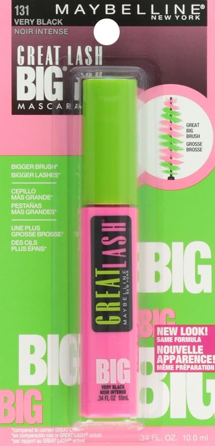 Maybelline New York Great Lash Big Washable Mascara, Very Black 131, 0.34 Fluid Ounce
