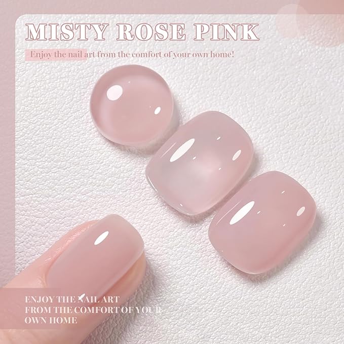 RARJSM Nude Misty Rose Pink Gel Nail Polish Neutral Skin Tone Sheer Jelly Gelpolish 1PC 15ml Single Bottle Creamy Transparent Natural Nudegel Polish Soak off Cured for Home Salon French Manicure