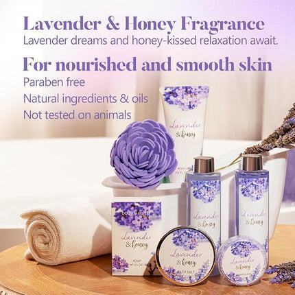 Body & Earth Bath and Body Gift Set - 8 Pcs Lavender Gifts for Women, Spa Kit for Women, Valentine's Day, Mother's Day, Birthday, Holiday, Anniversaries for Her, Mom, Wife, Girlfriend