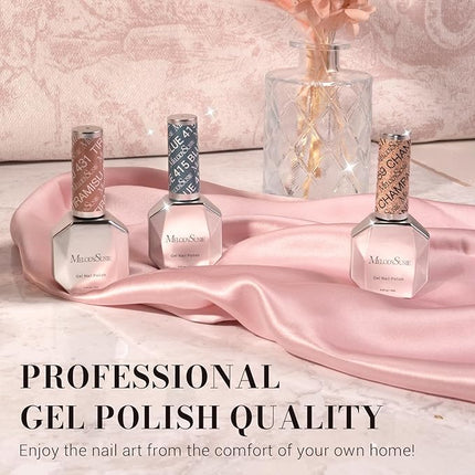 MelodySusie Sparkle Gold Gel Nail Polish,0.5fl oz Nails Soak Off UV LED Champagne Glitter Gel Polish Gift for Women Nail Art Manicure Salon DIY Nail Design Decoration at Home-z159-A2060