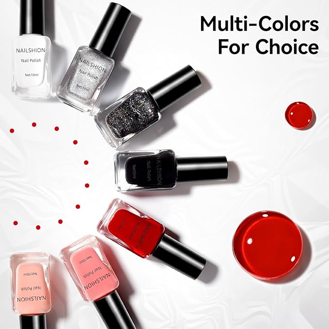 Red Nail Polish French Nail Art Regular Nail Polish 9-Toxic Free Vegan Enrich with Castor Oil Fast Dry Classic Toe Fingernail Polish Manicure Salon DIY Design at Home Gift for Girls Woman