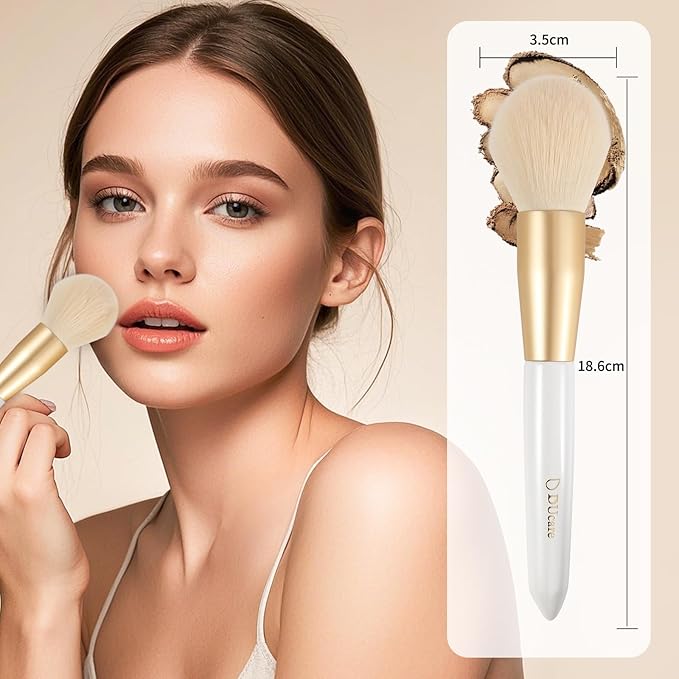 DUcare Tapered Blush Brush for Cheeks - Pointed Powder Brush for Light Application, Multi-Purpose Makeup Brushes Perfect for Highlighting, Defining, Sculpting, and Contouring